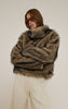 Dark Brown High Neck Faux Fur Pull On Coat