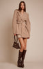 Taupe Gathered Wrap Waist Belted Blazer