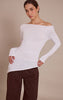 White Asymmetric Hem Detail Long Sleeve Top