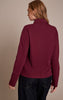 Plum Cotton Polo Collar Long Sleeve Top