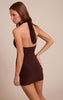 Chocolate Plunge Trim Detail Wrap Mini Dress