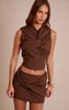 Chocolate Woven Twist Mini Skirt