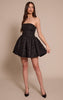 Black Jacquard Bandeau Lace Up Back Shift Dress