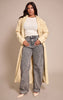 Shape Butter Yellow  Wool-Look Cinched Waist Longline Blazer Coat