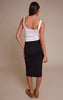Black Basic Soft Cotton Midi Skirt