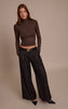 Dark Chocolate Soft Rib High Neck Fitted Long Sleeved Top