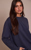 Navy Cotton Basic Oversized Long Sleeve T-shirt