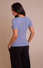 Petite Dusky Blue Super Soft Twist Detail Cap Sleeve Top