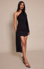 Black Chiffon Draped Detail Mini Dress
