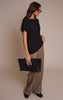Black Thick Rib Asymmetric Slouchy Long Top