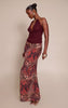 Brown Abstract Animal Print Chiffon Maxi Skirt