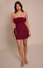 Wine Woven Ruffle Bandeau Shift Dress