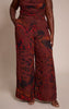 Plus Brown Printed Chiffon High Waisted Wide Leg Pants
