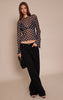 Black Polka Dot Mesh Flared Long Sleeve Top