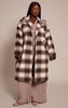 Plus Brown Checked Structured Double Breasted Wool Look Maxi Coat