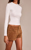 Tan Suede Tailored Shorts