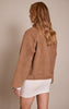 Camel Faux Suede Oversized Biker Jacket