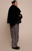 Plus Black Faux Fur Short Shawl Collar Coat