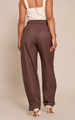 Shape Mocha Tailored Highwaisted Pleated Button Cuff Pant