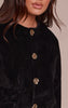 Black Round Neck Gold Button Suede Jacket