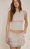 Light Grey Tailored Woven Pleated Mini Skort