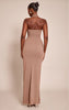 Mocha Trim Halter Neck Knitted Maxi Dress