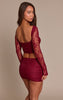 Wine Lace Scoop Back Long Sleeve Top