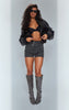 Washed Black Faux Leather Belted Shorts