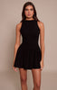 Black Ribbed High Neck Sleeveless Shift Dress