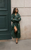 Forest Green Faux Leather Maxi Trench Coat