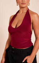 Shape Burgundy Slinky Halterneck Top