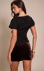 Black Woven Ruched Cinched Waist Top