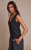Charcoal Soft Knit V Neck Slouchy Vest Top