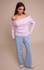 Lilac Off The Shoulder Knit Long Sleeve Top