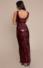 Wine Sequin Scoop Neck Sleeveless Maxi Dress