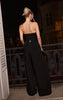 Premium Black Satin Waistband Wide Leg Pants