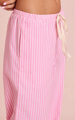 Pink Pinstripe Pants with Contrast Ties