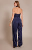 Navy Satin Drape Wide Leg Jumpsuit