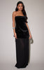 Black Velvet Bandeau Pleated Chiffon Skirt Panel Maxi Dress