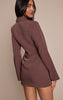 Chocolate Woven Wrap Hem Blazer Dress