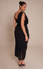 Plus Black Chiffon Overlay Detail Drape Midi Dress