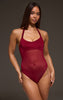 Wine Bust Detail Mesh Halterneck Bodysuit