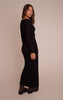 Black Ribbed Boat Neck Long Sleeve Bodycon Maxi Dress