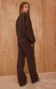 Chocolate PLT Embossed Wide Leg Sweatpants