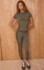 Olive Sculpt Rib Panel Leggings