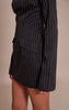 Black Pinstripe High Neck Flute Sleeve Bodycon Dress