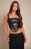 Black Faux Leather Studded Corset