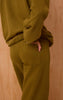Olive Cotton Fleece Cuffed Sweat Pants