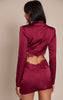Burgundy Satin Lace Trim Mini Skirt