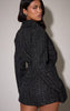 Black Boucle Blazer Button Detail Romper